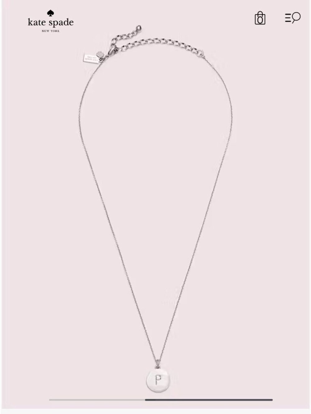 Kate Spade "P" "One in a Million" Reversible Pendant Necklace Silver Plated - Picture 12 of 13